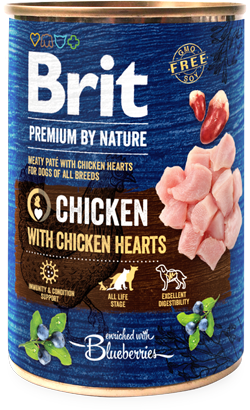 Brit Premium – Patê Húmido para Cão (Pack 6x 800g) | Frango com Corações