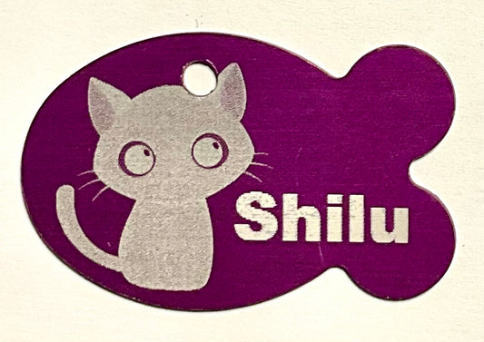 Placa personalizada de identificação para gatos (formado de peixe)