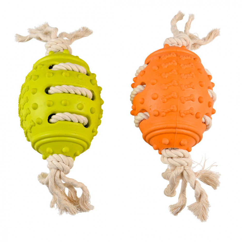 Bola de rugby de borracha com corda ECO para cão - Duvo Plus