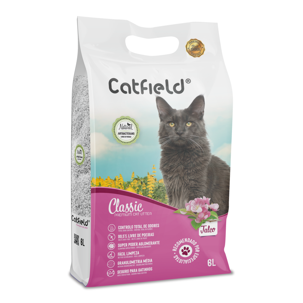 Areia Aglomerante para Gato Catfield Classic Talco – Bentonite Branca com Aroma Suave