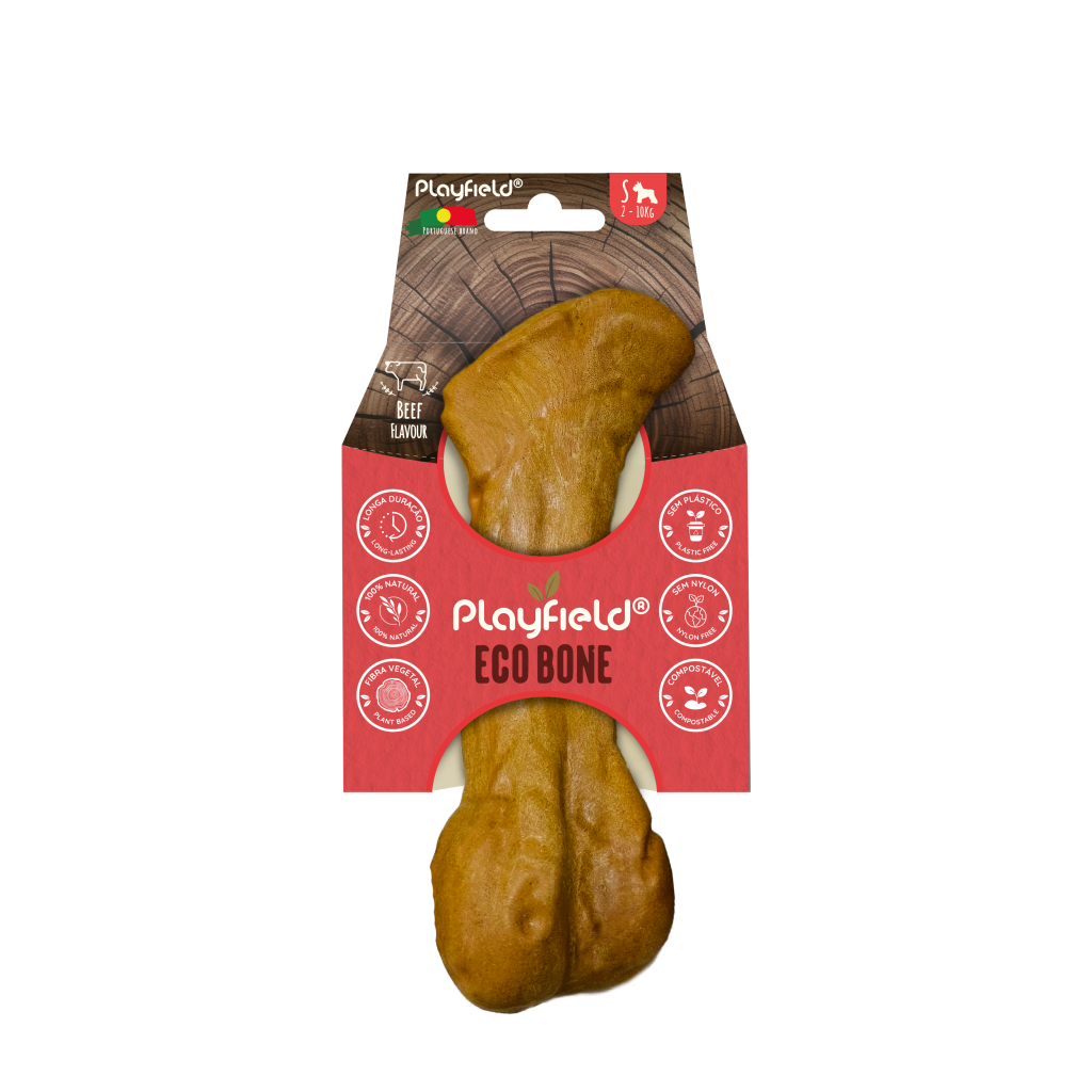 Brinquedo Sustentável para Cão Playfield Eco Bone com Aroma a Carne – Resistente e Seguro