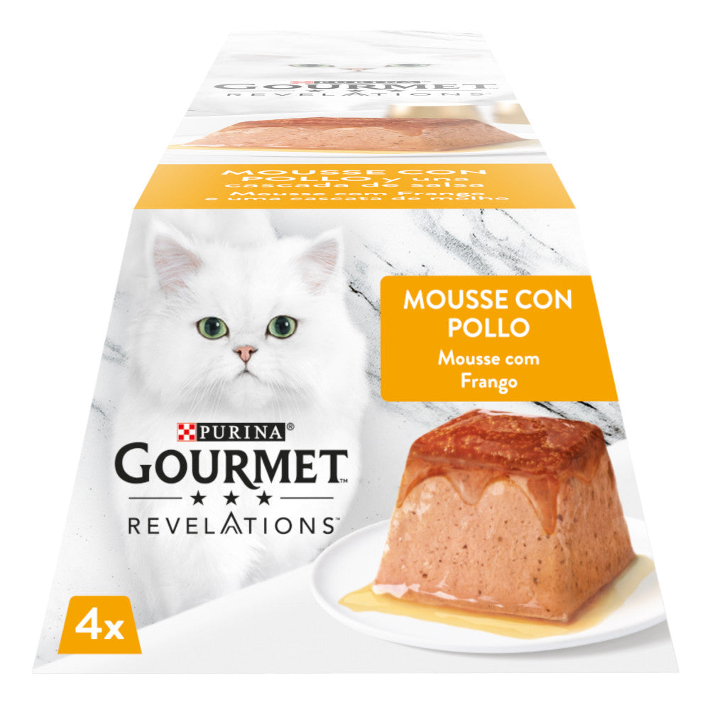 Ração húmida para Gatos Gourmet Revelations Mousse Frango e uma Cascata de Molho | 4 x 57 g