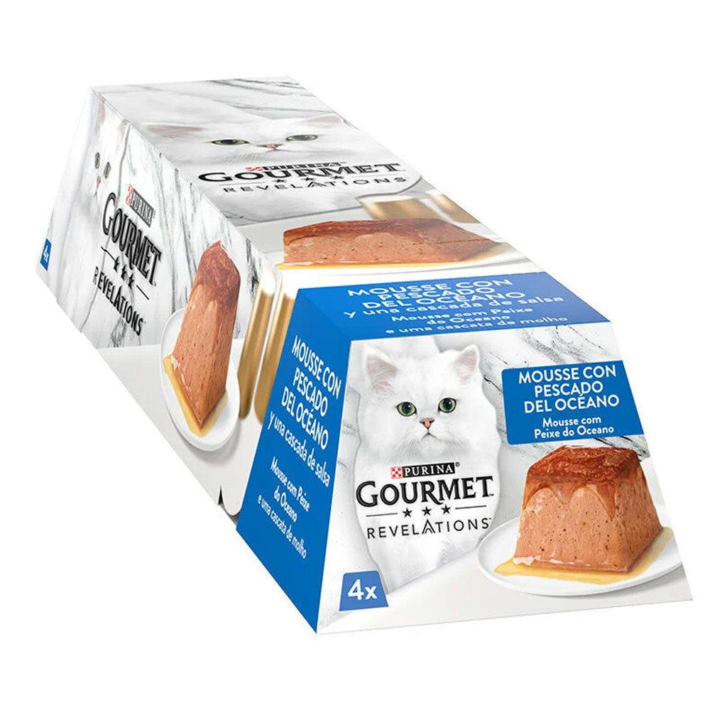 Ração húmida para Gatos Gourmet Revelations Mousse Peixe do Oceano e uma Cascata de Molho | 4 x 57 g