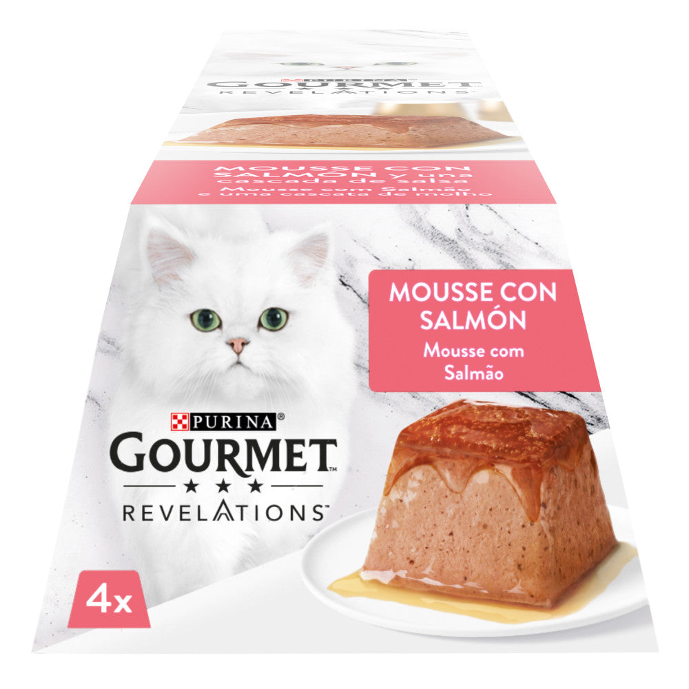 Ração húmida para Gatos Gourmet Revelations Mousse Salmão e uma Cascata de Molho | 4 x 57 g