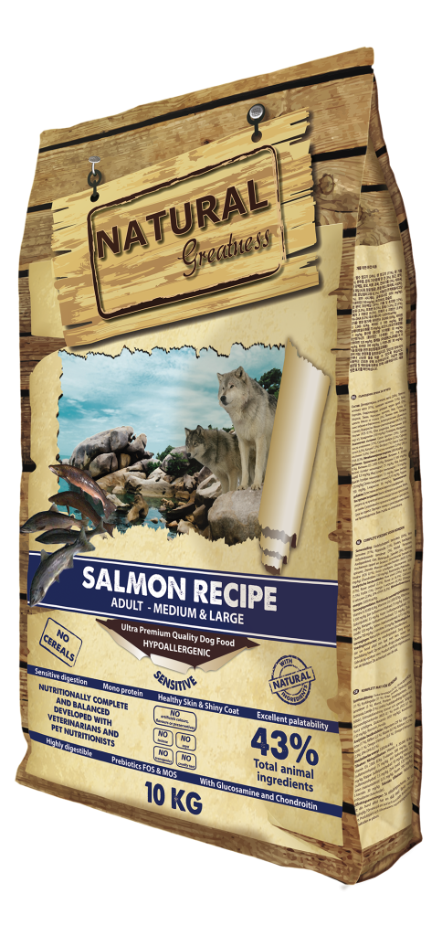 Ração Natural Greatness Salmão para Cão – Receita Hipoalergénica e Rica em Ómega 3
