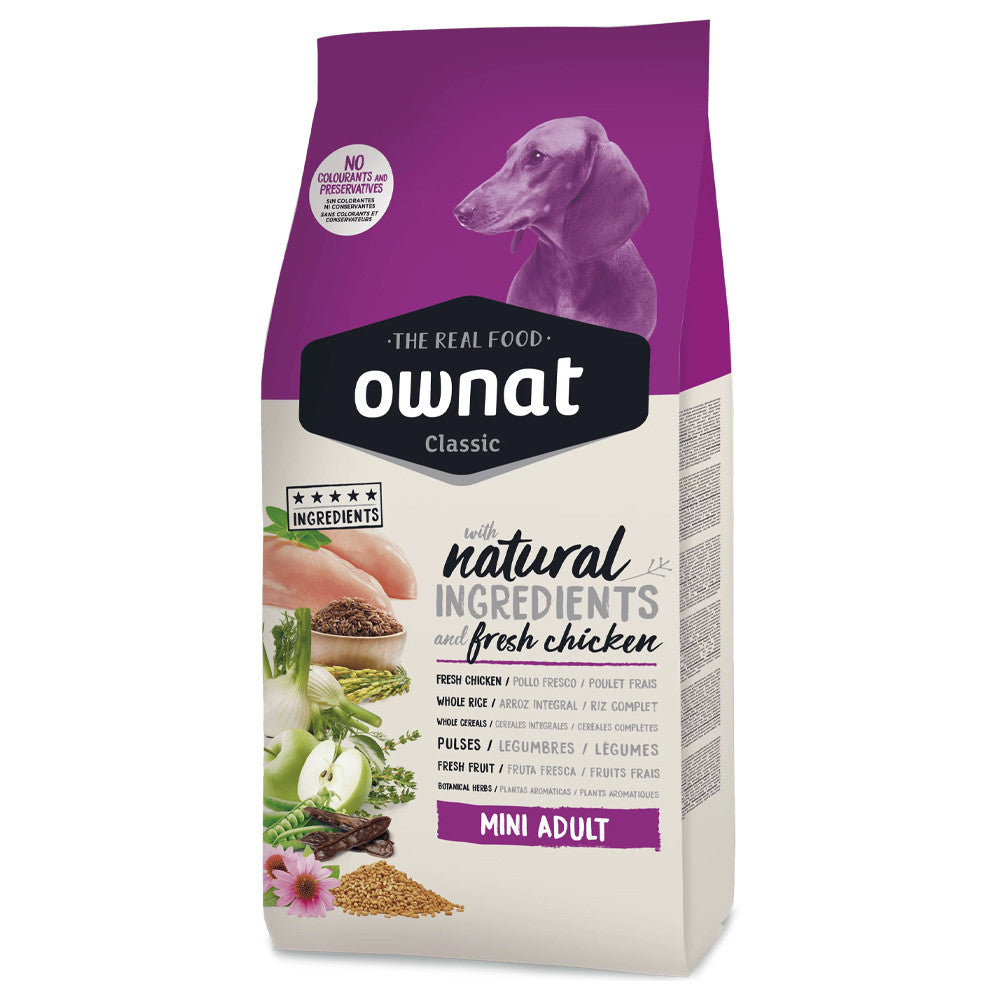 OWNAT Classic Mini - Ração seca para cão adulto pequeno - Frango