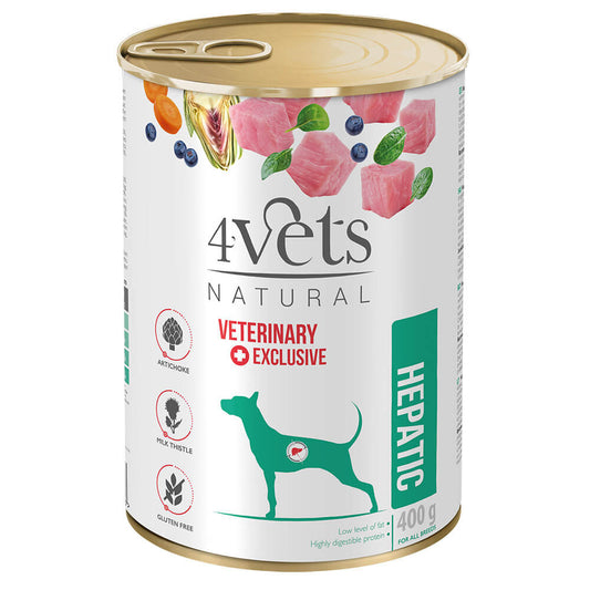 4Vets Hepatic - Alimento em patê para cão com insuficiência hepática 6 x 400g
