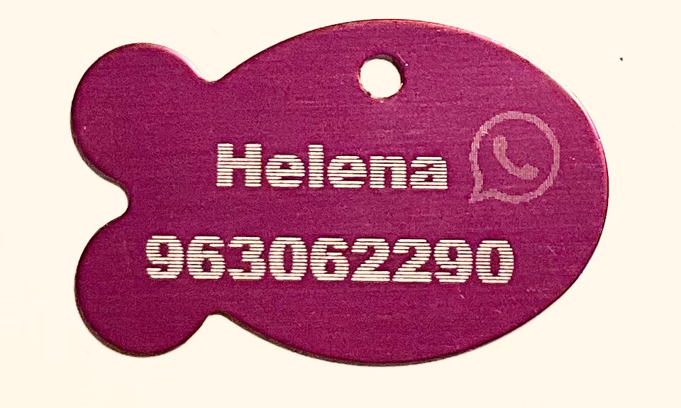 Placa personalizada de identificação para gatos (formado de peixe)