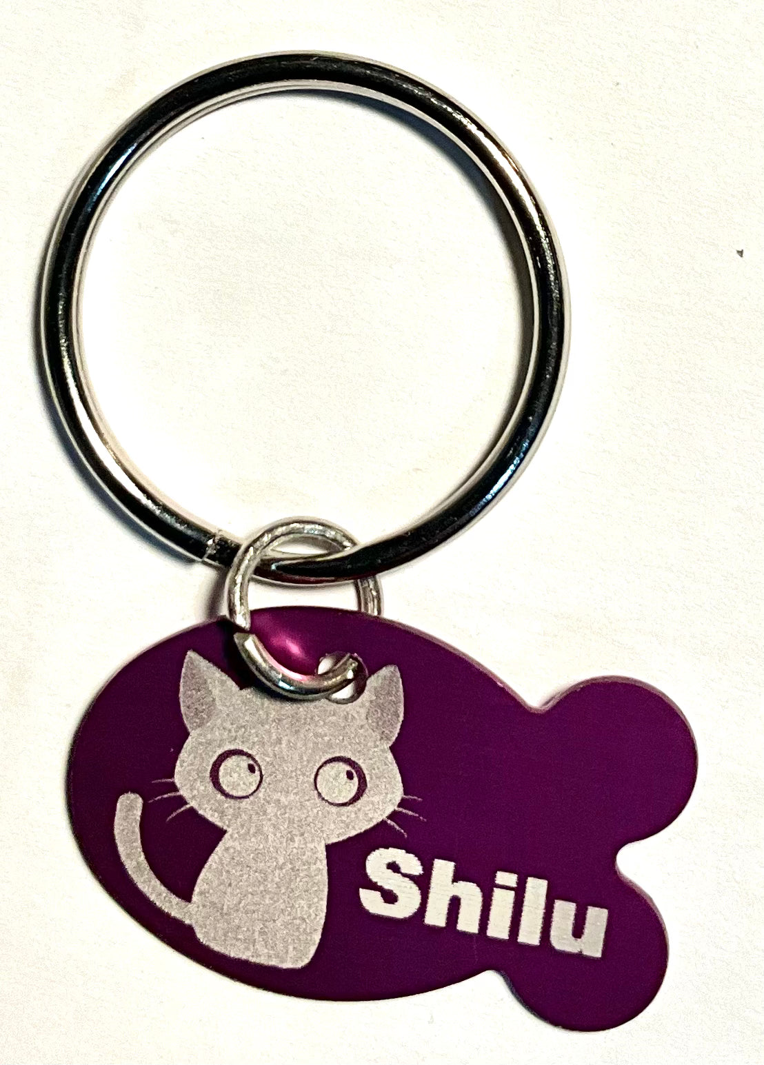 Placa personalizada de identificação para gatos (formado de peixe)