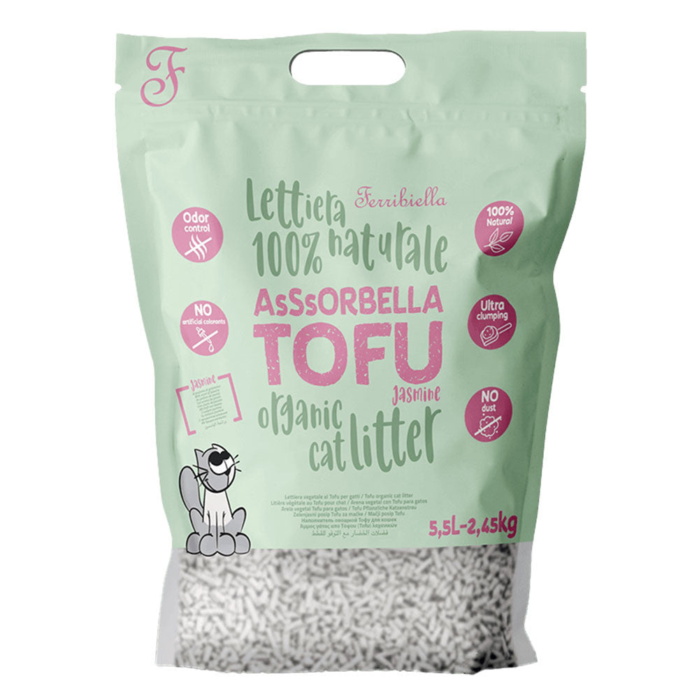 Areia aglomerante de Tofu com cheiro a Jasmim para gatos - Ferribiella 5.5L