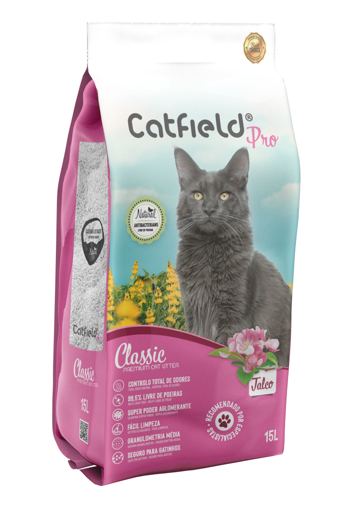 Areia Aglomerante para Gato Catfield Classic Talco – Bentonite Branca com Aroma Suave