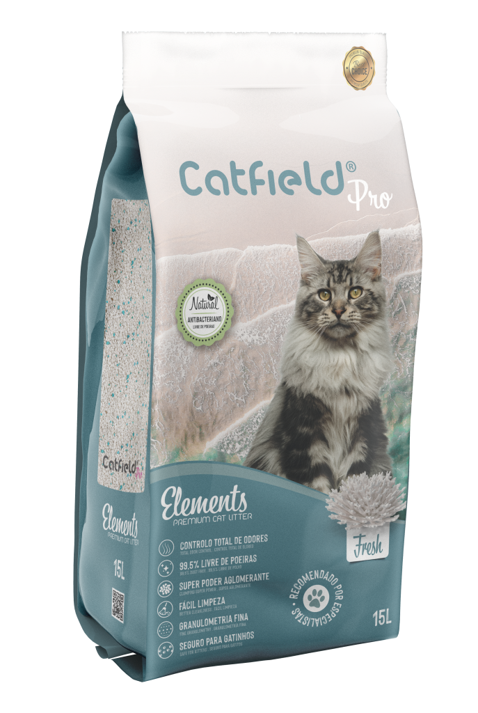 Areia Aglomerante para Gato Catfield Elements Fresh – Bentonite Branca com Alto Controlo de Odores