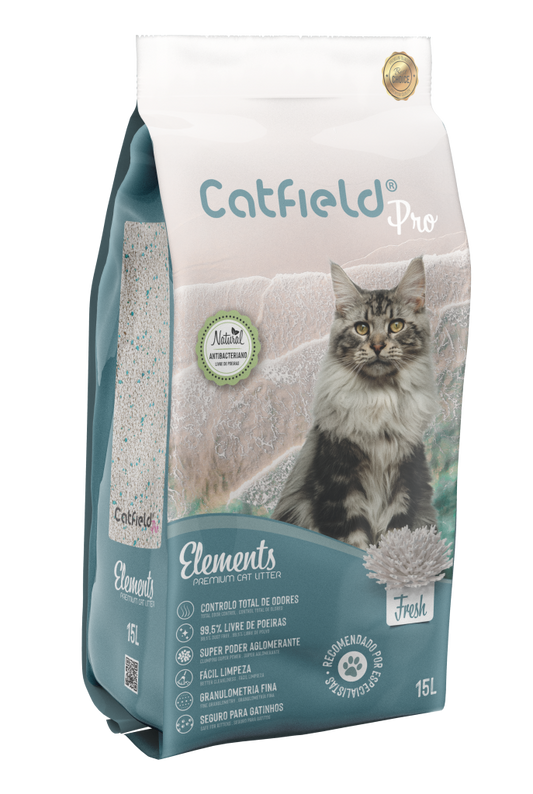 Areia Aglomerante para Gato Catfield Elements Fresh – Bentonite Branca com Alto Controlo de Odores