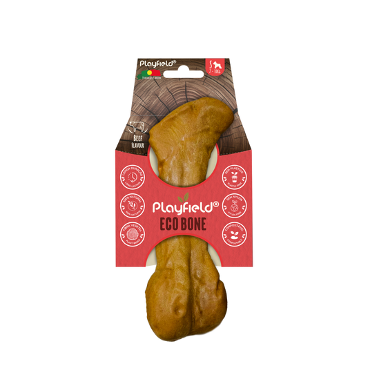 Brinquedo Sustentável para Cão Playfield Eco Bone com Aroma a Carne – Resistente e Seguro