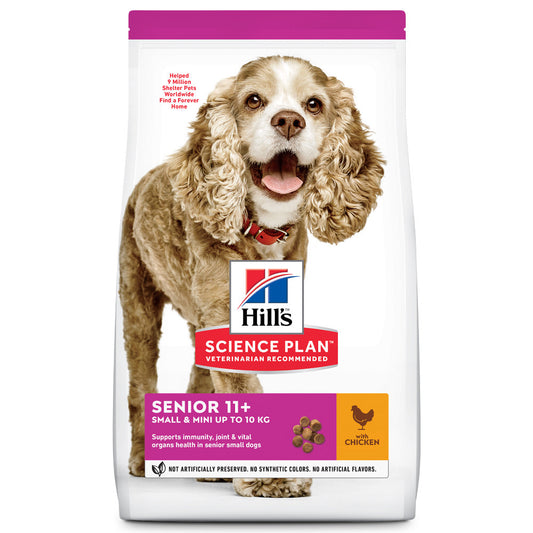 Hill's Senior 11+ Small & Mini - Ração seca para cão de porte mini e pequeno com mais de 11 anos - Frango