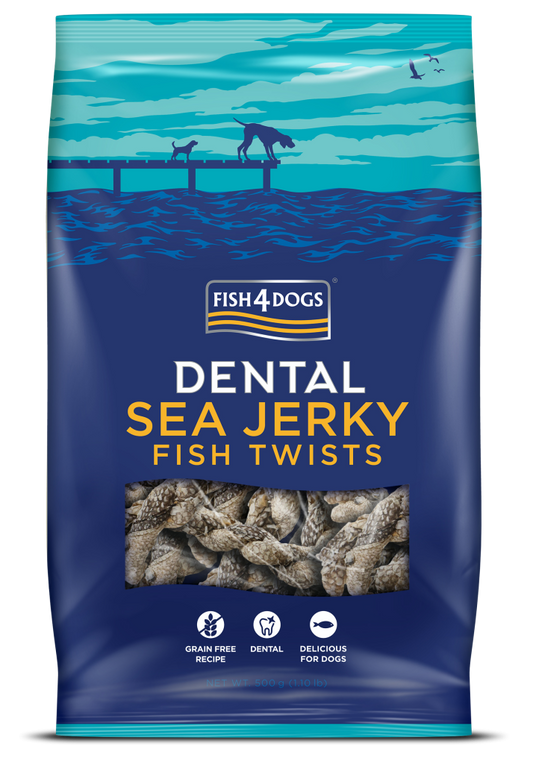 Snack Dental Fish4Dogs Sea Jerky Fish Twists – Torcidos de Peixe Naturais para Cães 115g