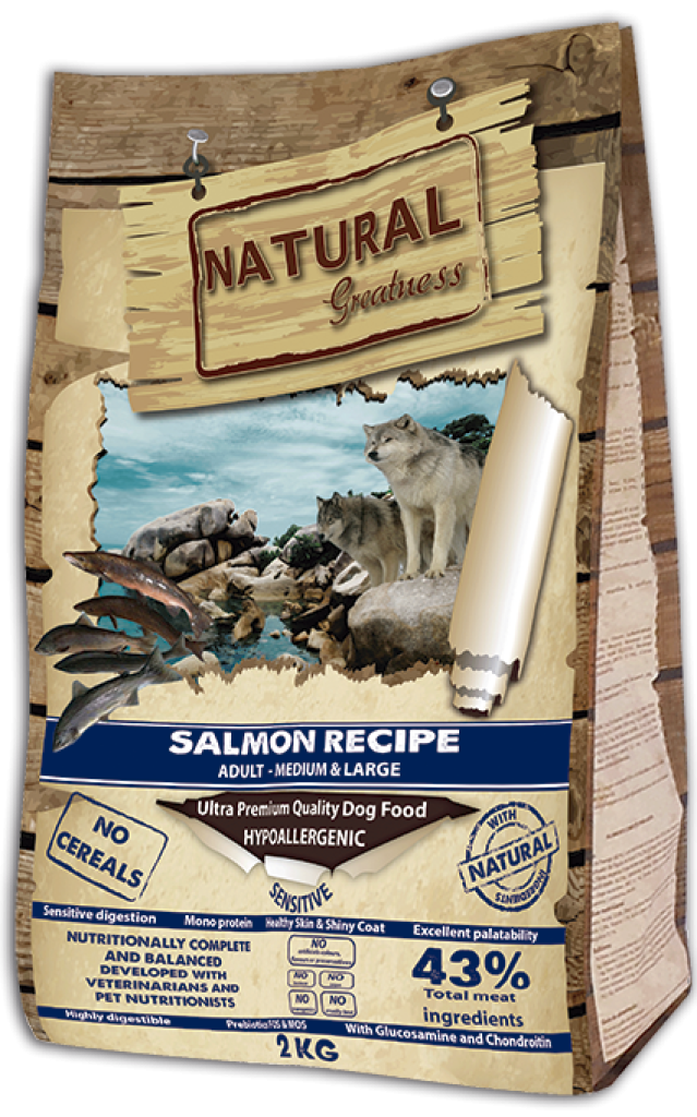 Ração Natural Greatness Salmão para Cão – Receita Hipoalergénica e Rica em Ómega 3