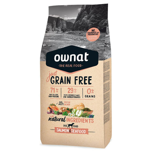 Ownat Just Grain Free - Ração seca para cão adulto - Salmão e Marisco