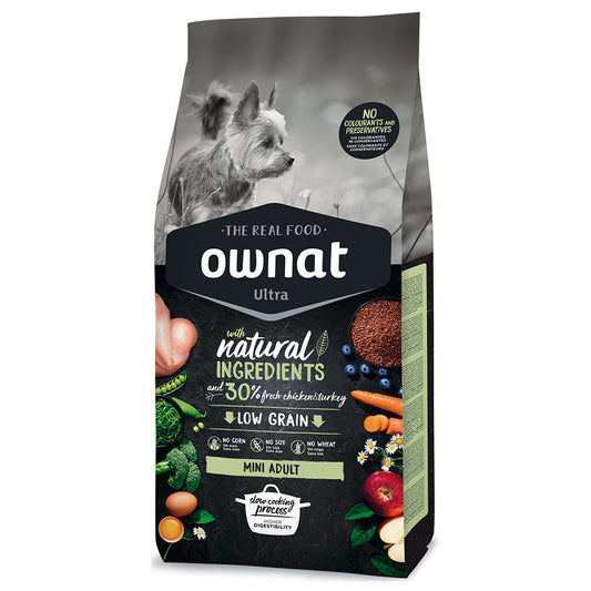 Ownat Ultra Mini Adult- Ração seca para cão adulto de porte pequeno - Frango e Peru 3Kg