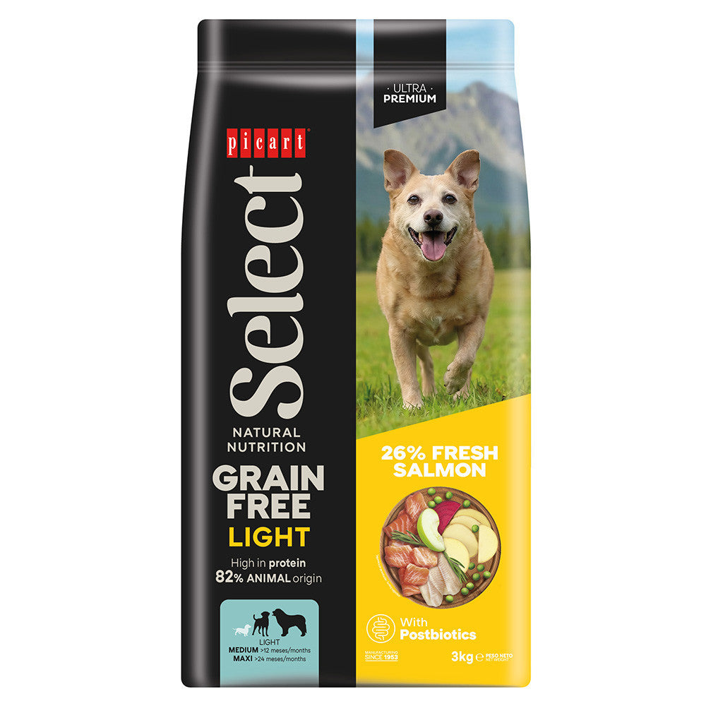 Picart Select Ultra Premium Light - Ração seca sem cereais para cão - Salmão