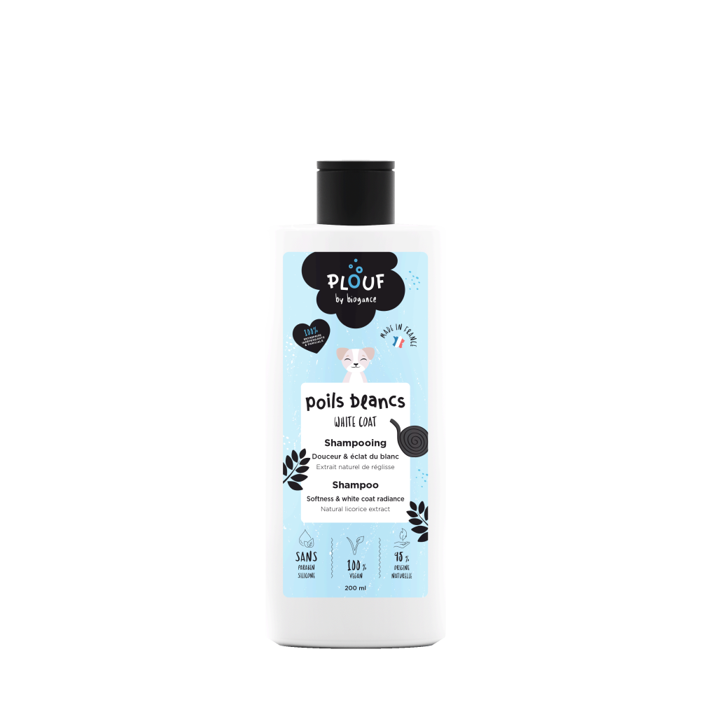 Champô para Cães de Pelo Branco PLOUF White Coat – Realce de Cor e Brilho | 200 ml
