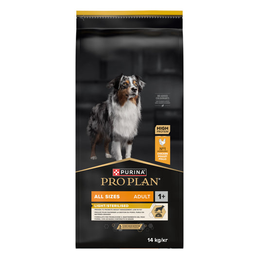 Pro Plan Light/Sterilised - Ração seca para cão adulto para controlo do peso - Frango