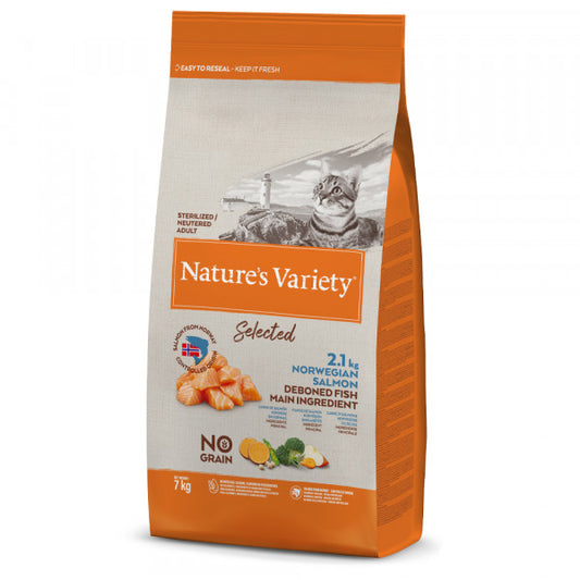 Nature's Variety Selected No Grain Gato Adulto Esterilizado - Salmão Da Noruega 7Kg