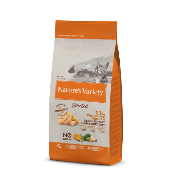 Nature's Variety Selected Sem Cereais Kitten - Frango 7Kg