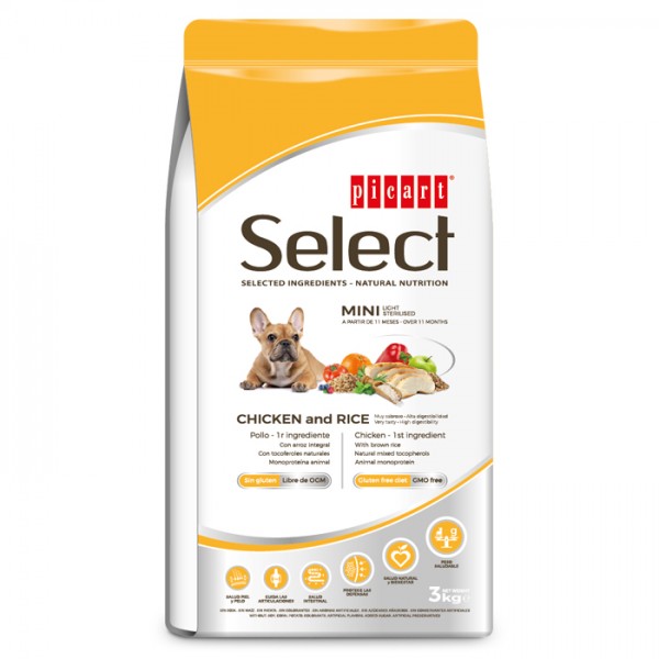 Picart Select Mini Light Cão - Frango E Arroz